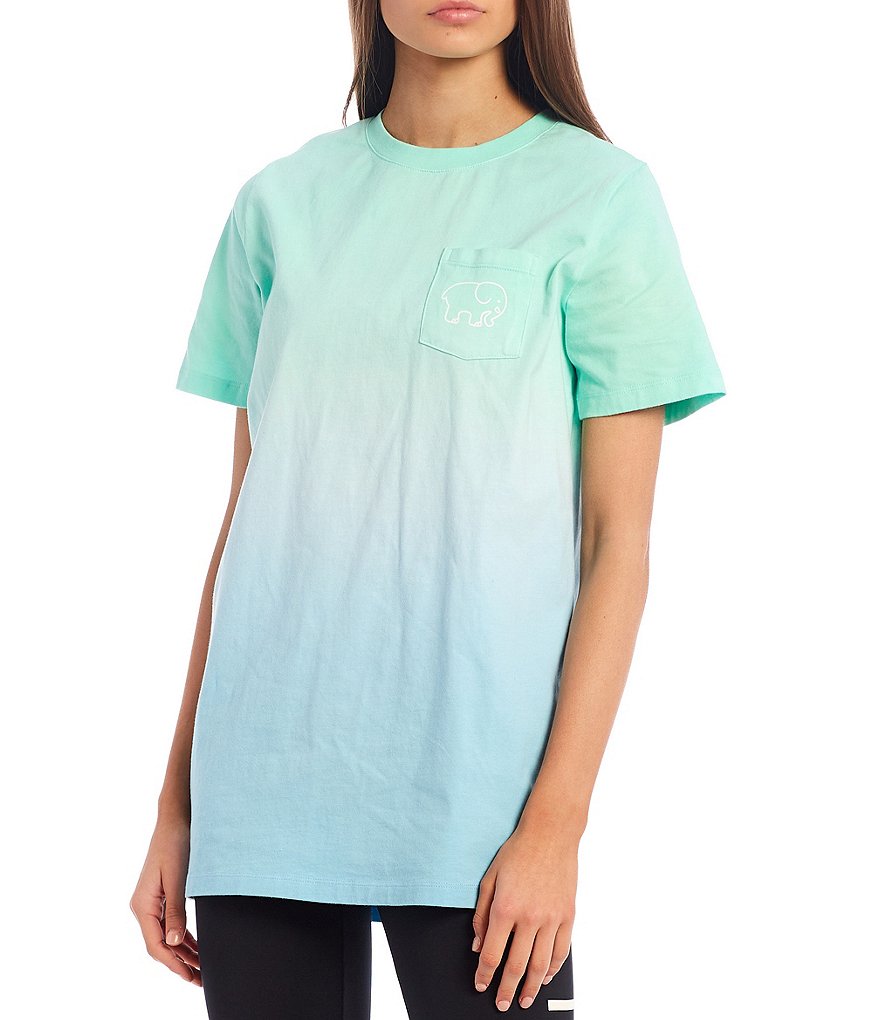 Ivory Ella Short-Sleeve Ombre Graphic Pocket Tee