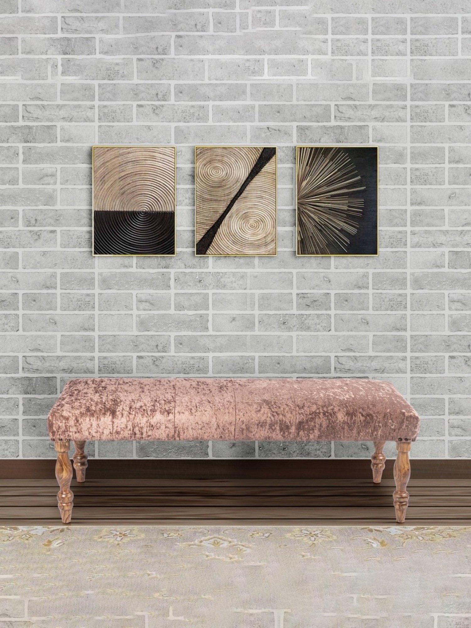 Ikiriya Cairo Solid Brown Wood 2 Seater Bench