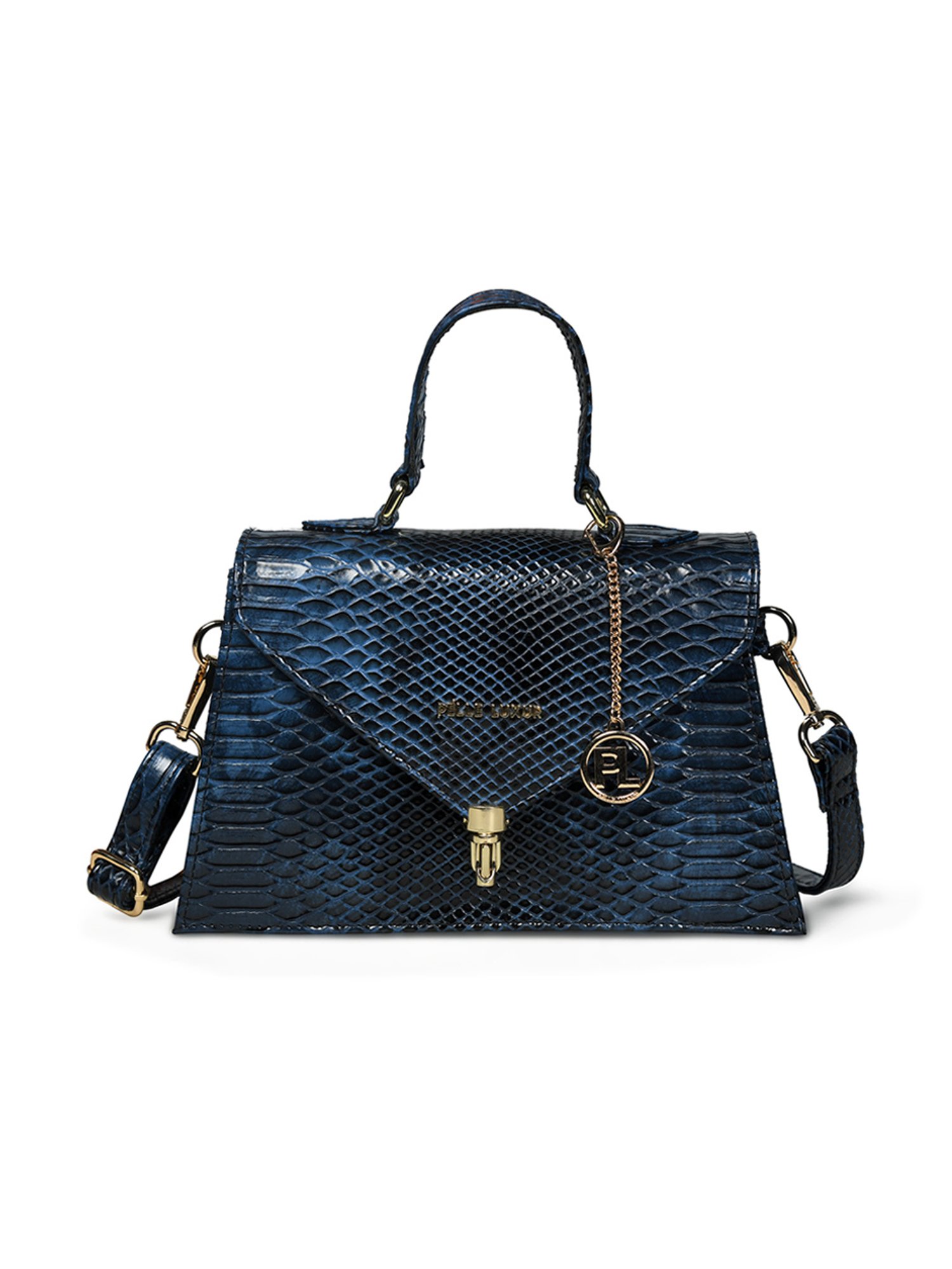 PELLE LUXUR Blue Animal Effect Medium Satchel