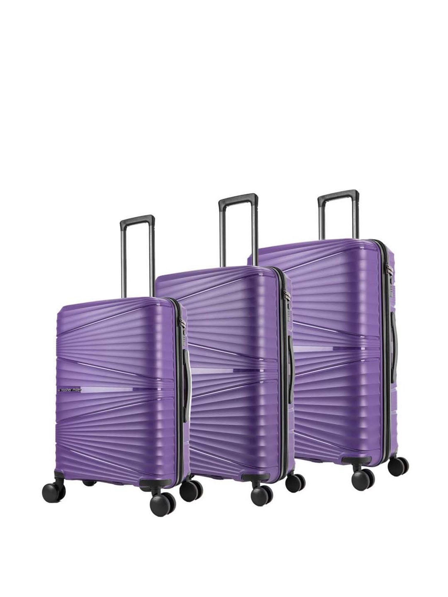 Nasher Miles Mumbai Hard-Sided Polypropylene Luggage Set of 3 Purple Trolley Bags (55, 65 & 75 cm)