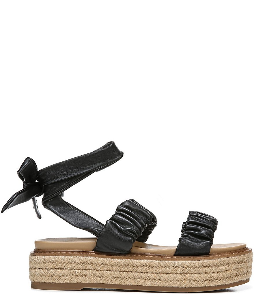Sam Edelman Kerin Ruched Leather Espadrille Platform Sandals