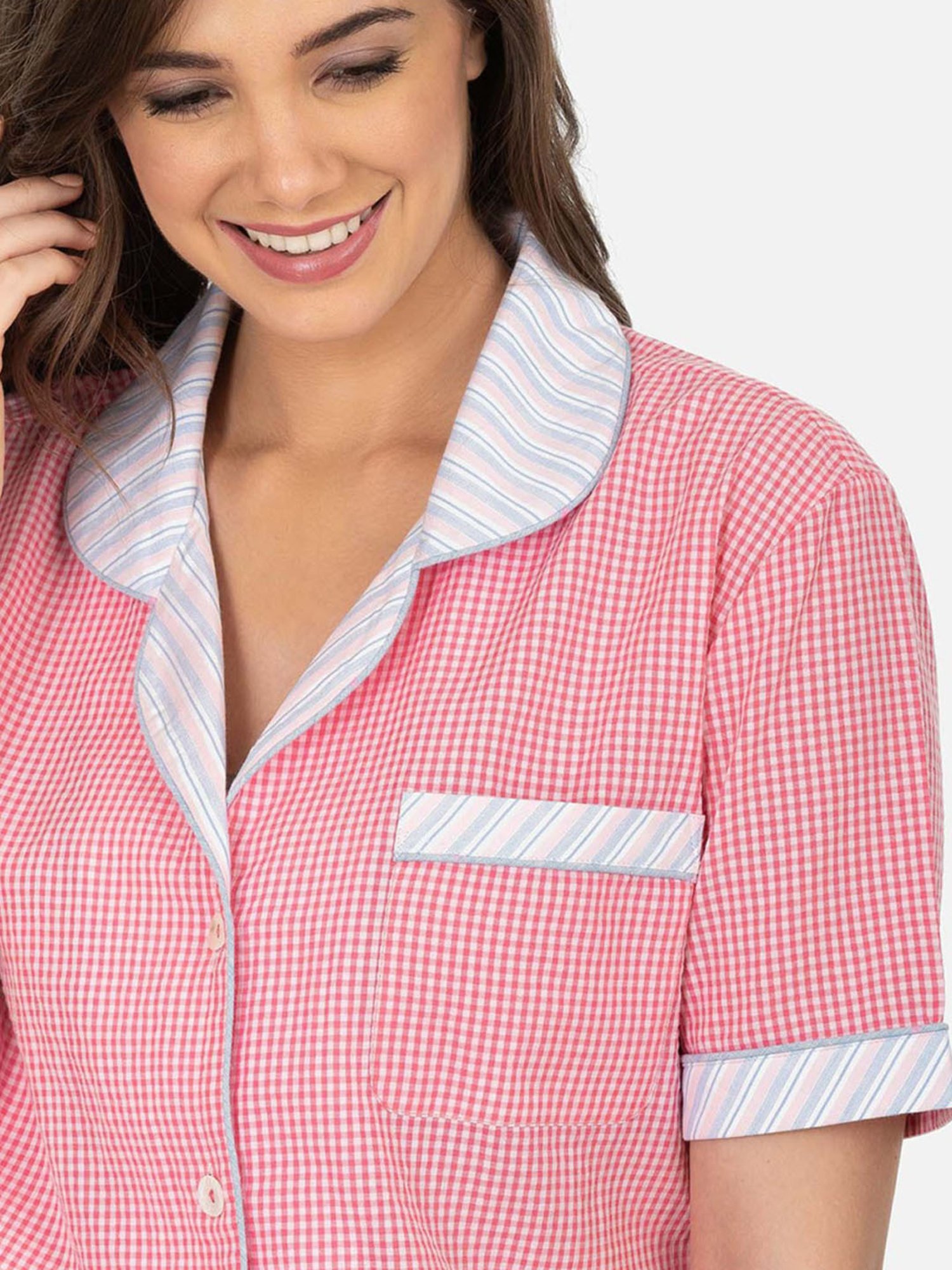 The Calm Collective Hot Pink Shanon Notch Collar Shorts Set