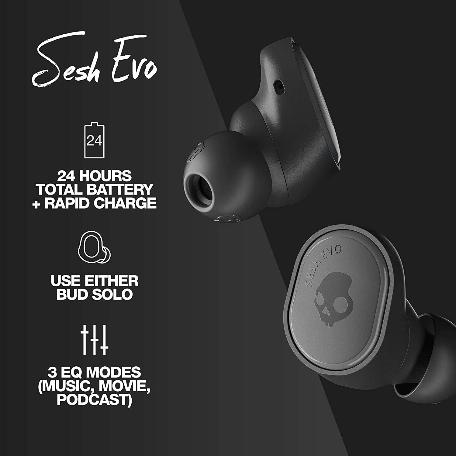 Skullcandy - Sesh Evo True Wireless In-Ear Headphones - True Black (S2TVW-N896)