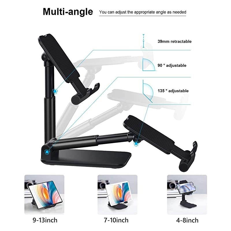 Adjustable Cell Phone Stand Foldable Tablet Stand Portable Phone Holder for Desk Compatible with iPhone 11 Pro XS Max XR X Samsung Galaxy S10 S9TabletsDark Blue