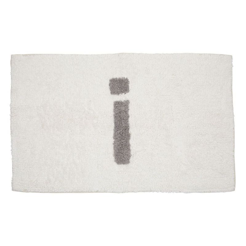 Juvale Personalized Bathroom Rugs with Letter I Initial, Cotton Bath Mat (White, 32 x 20 in)