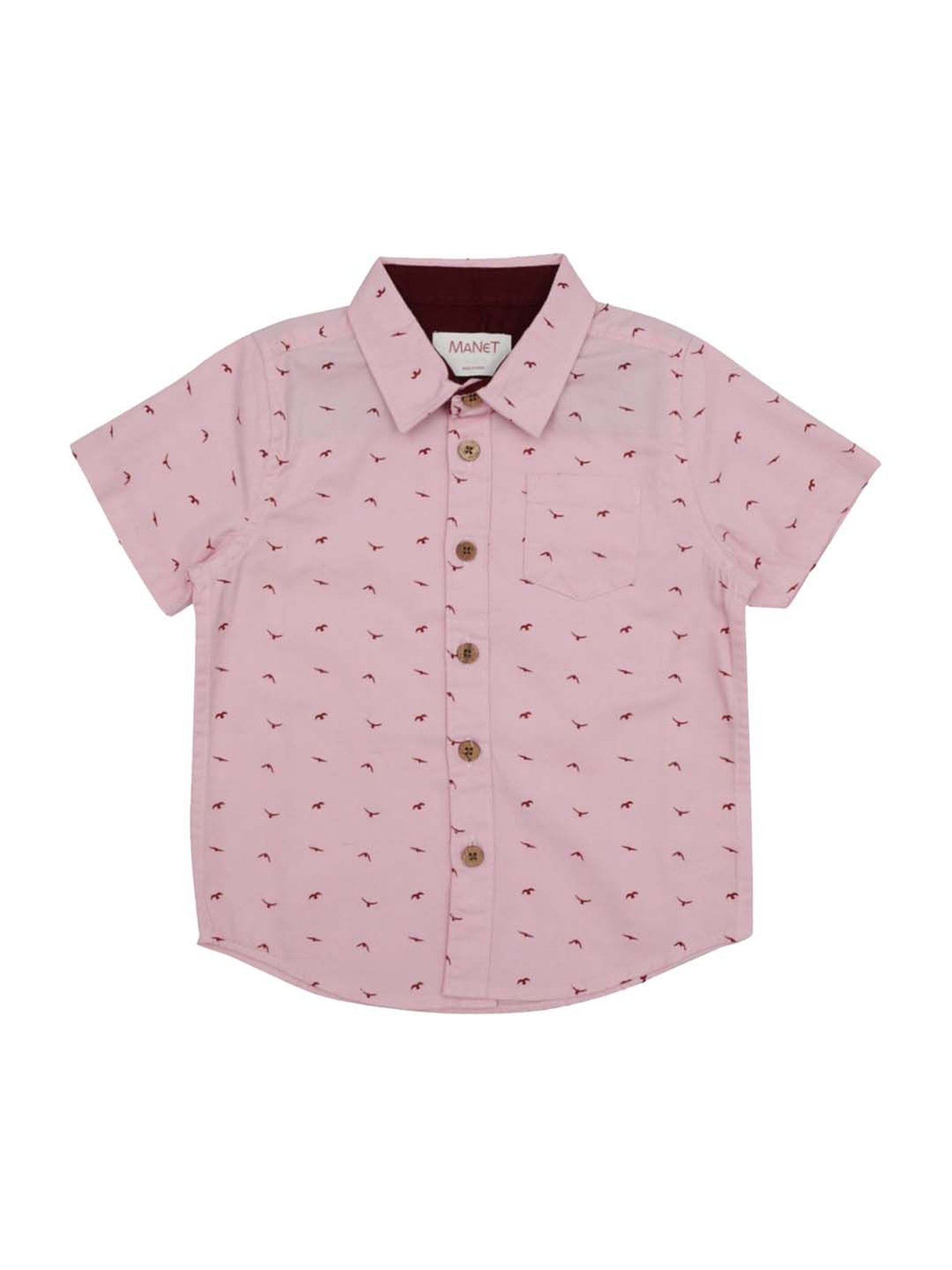 Manet Kids Pink Cotton Printed Shirt