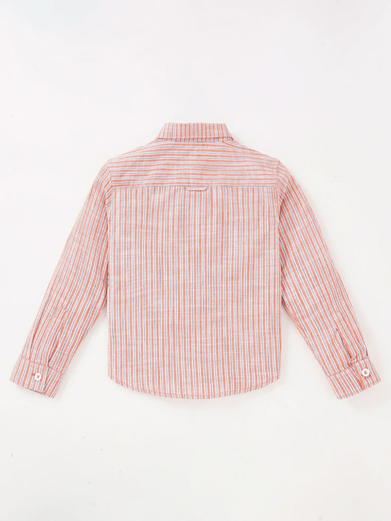 Ed-a-Mamma Kids Orange Striped Full Sleeves Shirt