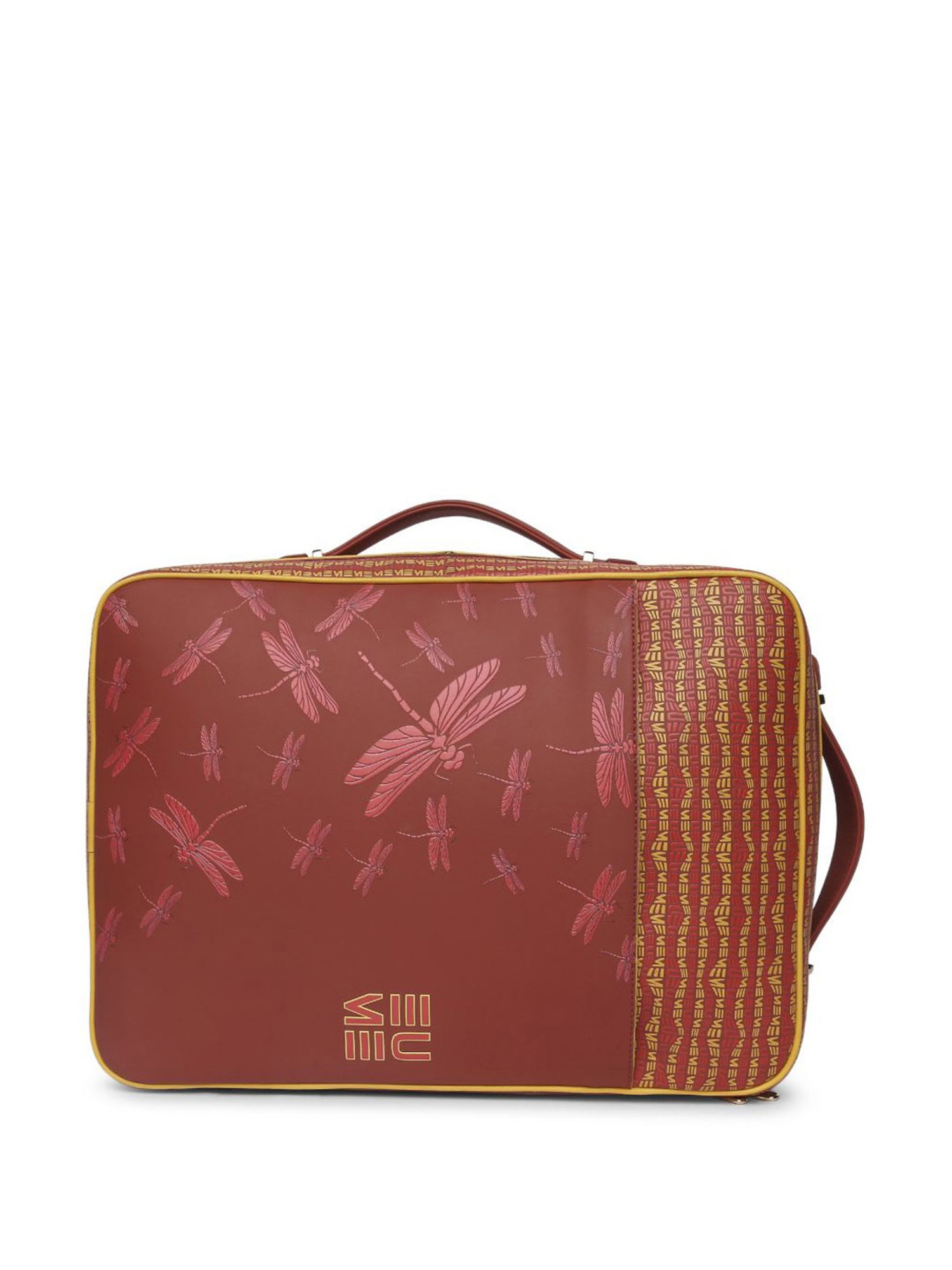 Eume Dragonfly Hot Sauce Red Leather Printed Backpack