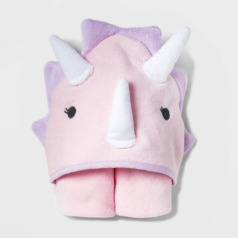 Baby Girls' Dino Hooded Bath Towel - Cloud Island™ Pink