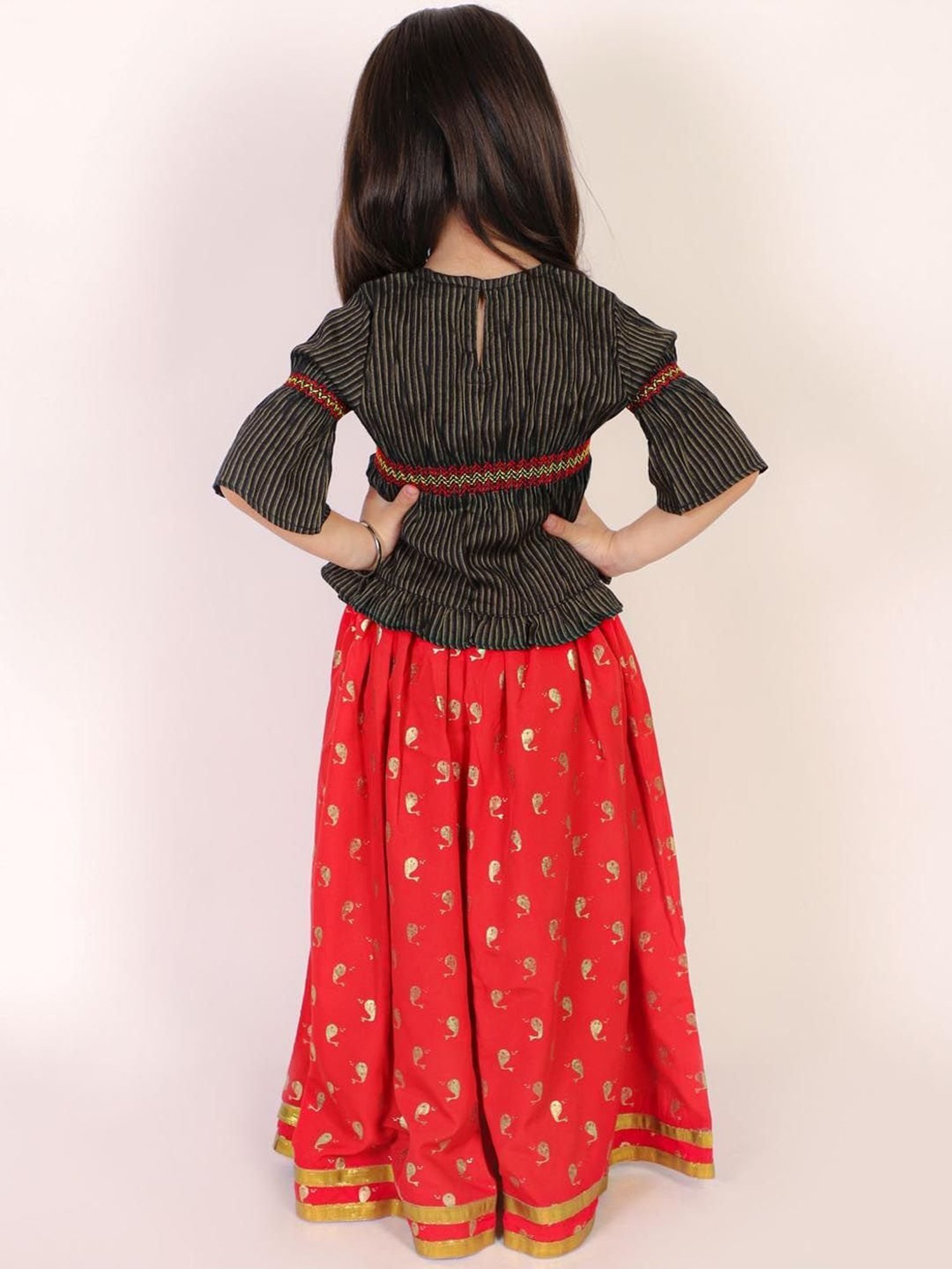 TWISHA Kids Black & Red Striped Top Set