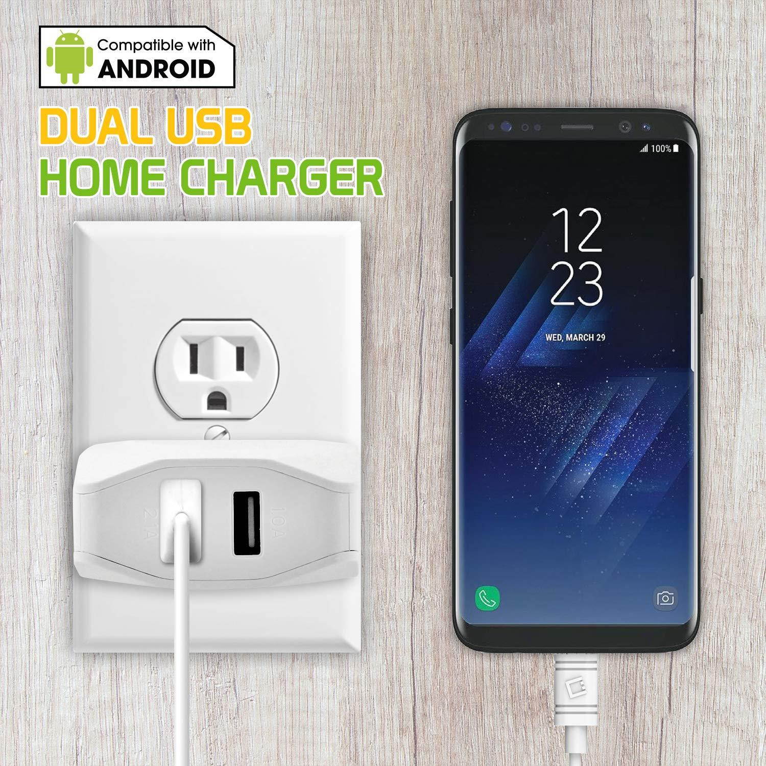 Cellet Dual USB Home Charger, 10 Watt / 2.1 Amp Wall USB Home Charger Compatible to Amazon Kindle, Amazon Fire Tablets, eReaders and Echo Dot, Paperwhite, Oasis (Cable Sold Separately) (White)