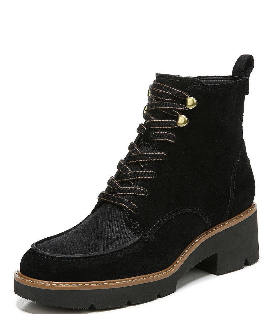 Naturalizer Dara Water Repellent Canvas And Leather Lace-Up Moto Booties
