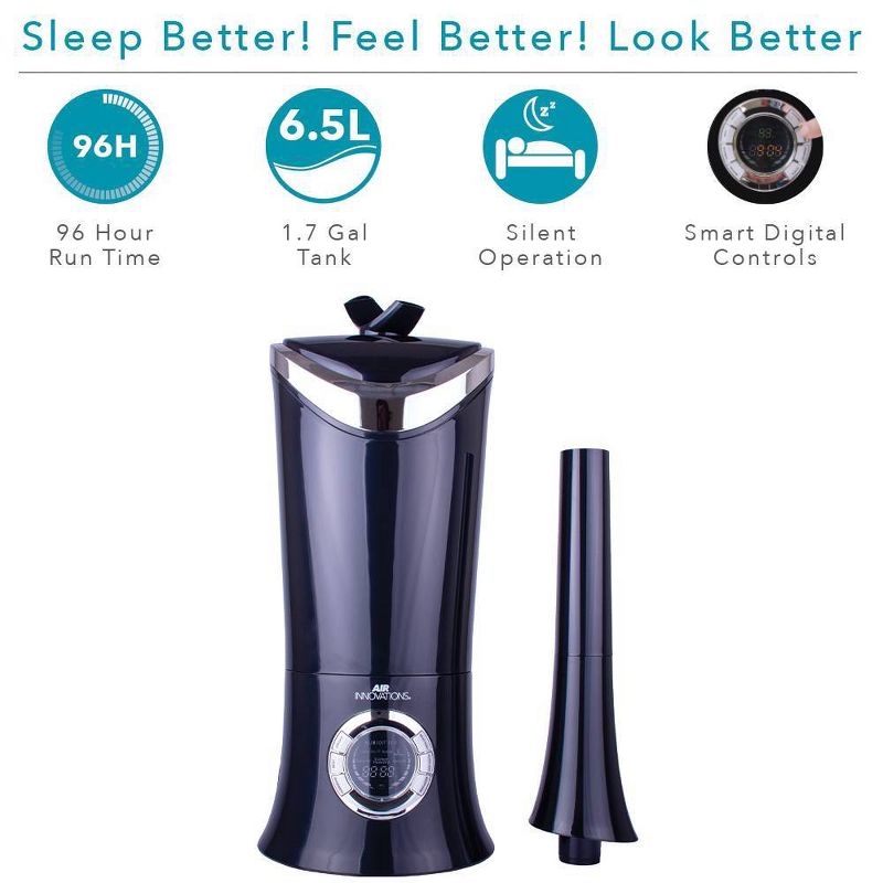 Air Innovations 1.7 Gal Ultrasonic Cool Mist Humidifier with Aroma Tray Black