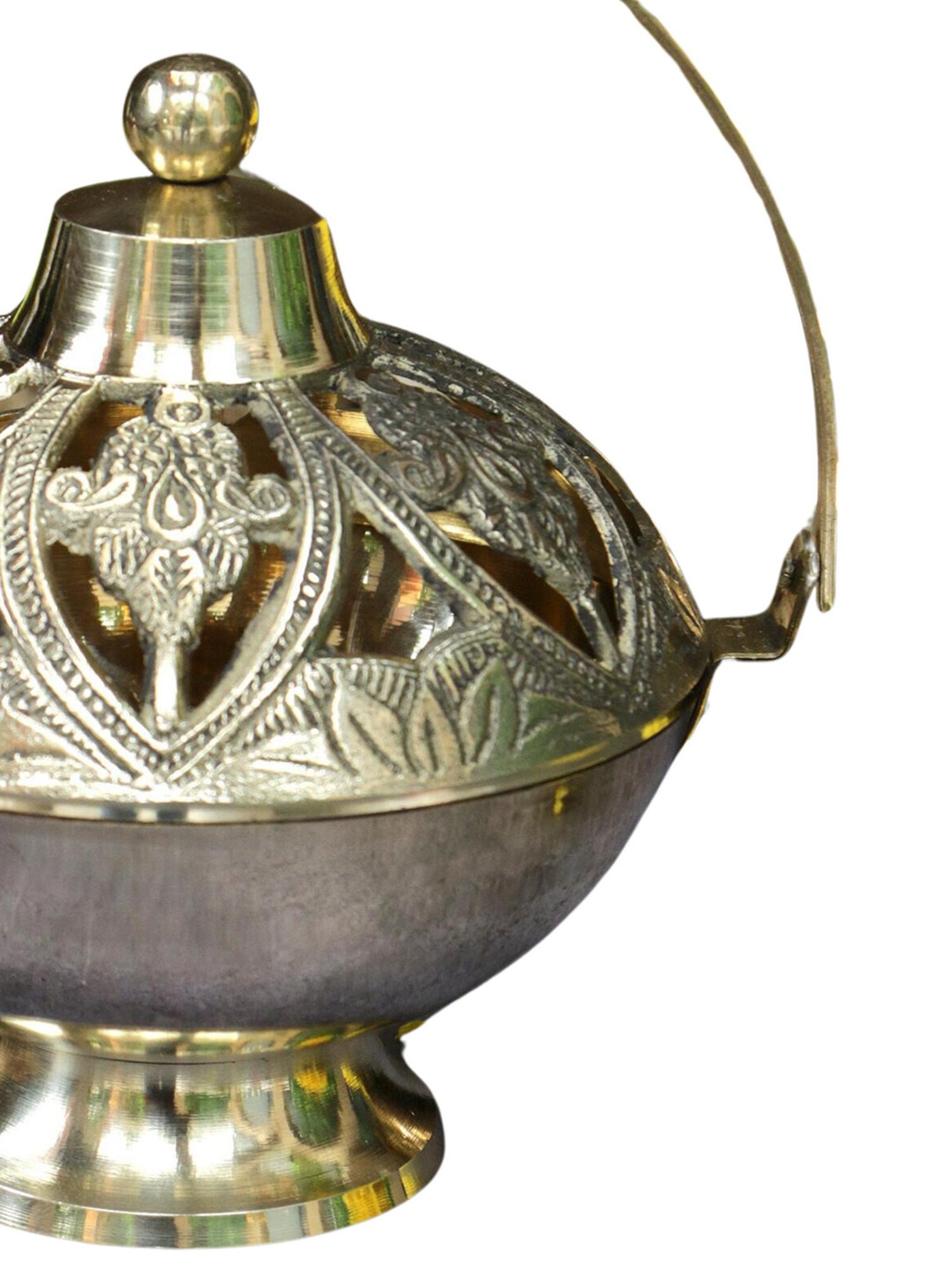 Ambi Kamandalam Brass Dhuni Loban Sambrani Incense Burner With Hanging Arm- A Masterpiece