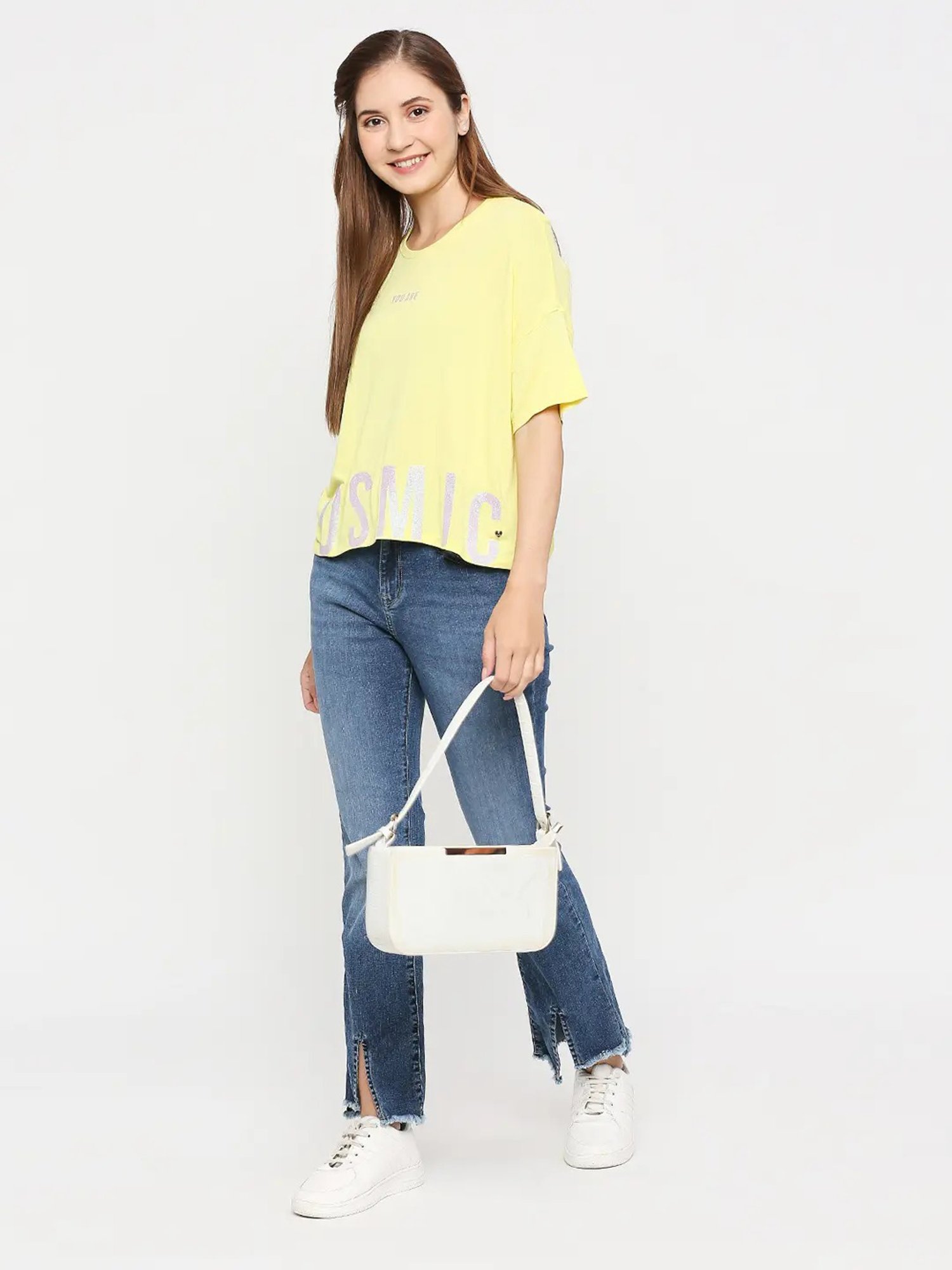 Spykar Lime Yellow Cotton Graphic Print T-Shirt