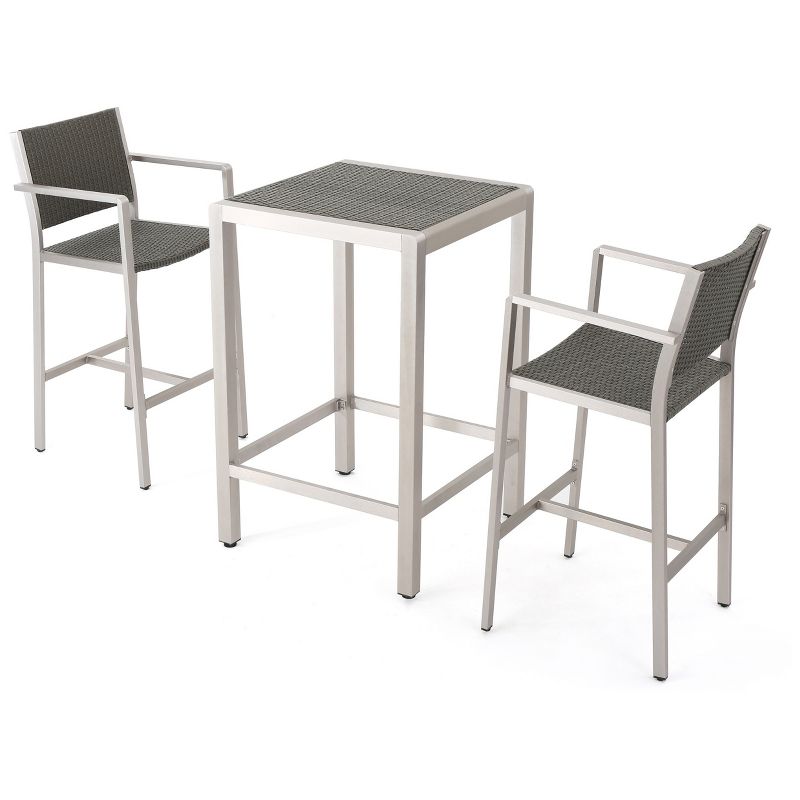 La Sola 3pc Metal Bistro Set - Black/Bronze - Christopher Knight Home