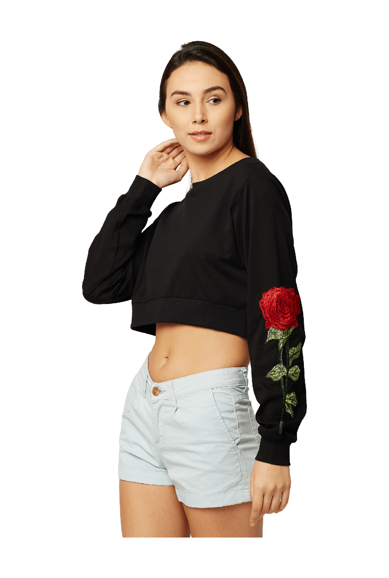 Miss Chase Black Loose Fit Crop Top