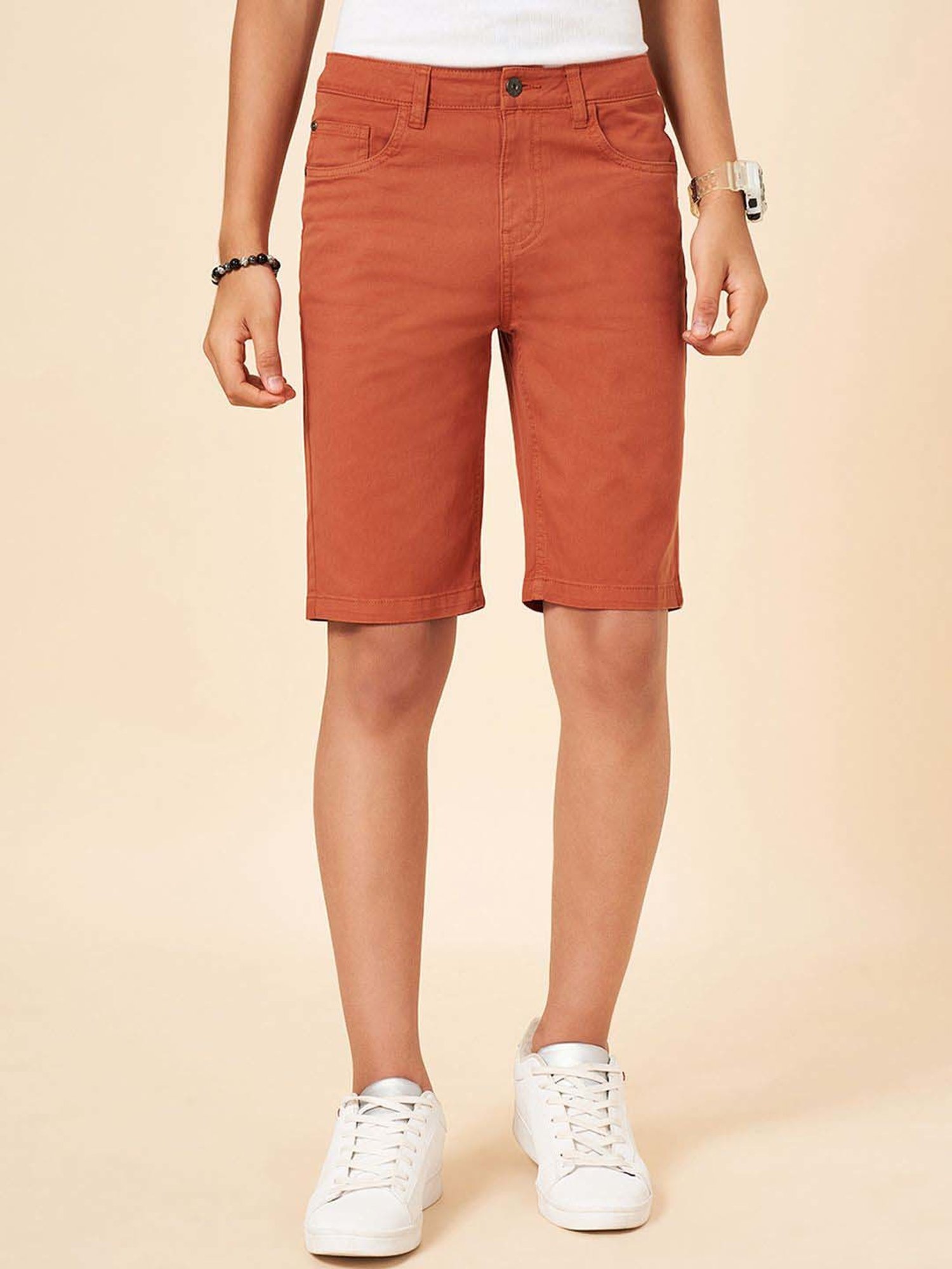 Coolsters by Pantaloons Boys Jaffa Orange Cotton Solid Shorts