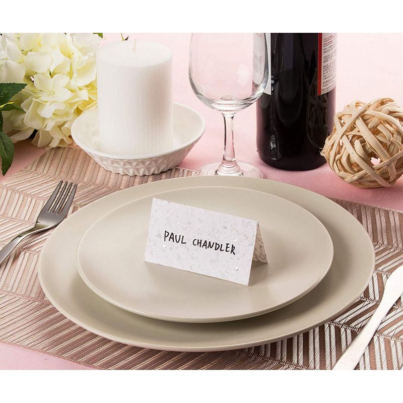 Sustainable Greetings 60-Pack Silver Flecks Handmade Blank Seating Tent Table Number Signs Place Cards, 2 x 3.5 in