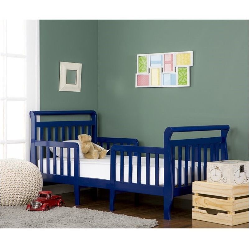 Wood Emma 3-in-1 Convertible Toddler Bed in Royal Blue - Dream On Me