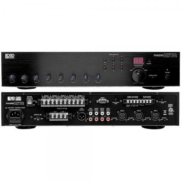 PAM245 240W High Power Class D Multi-Channel Commercial 70 Volt Amplifier w/ IR Remote - OSD Audio