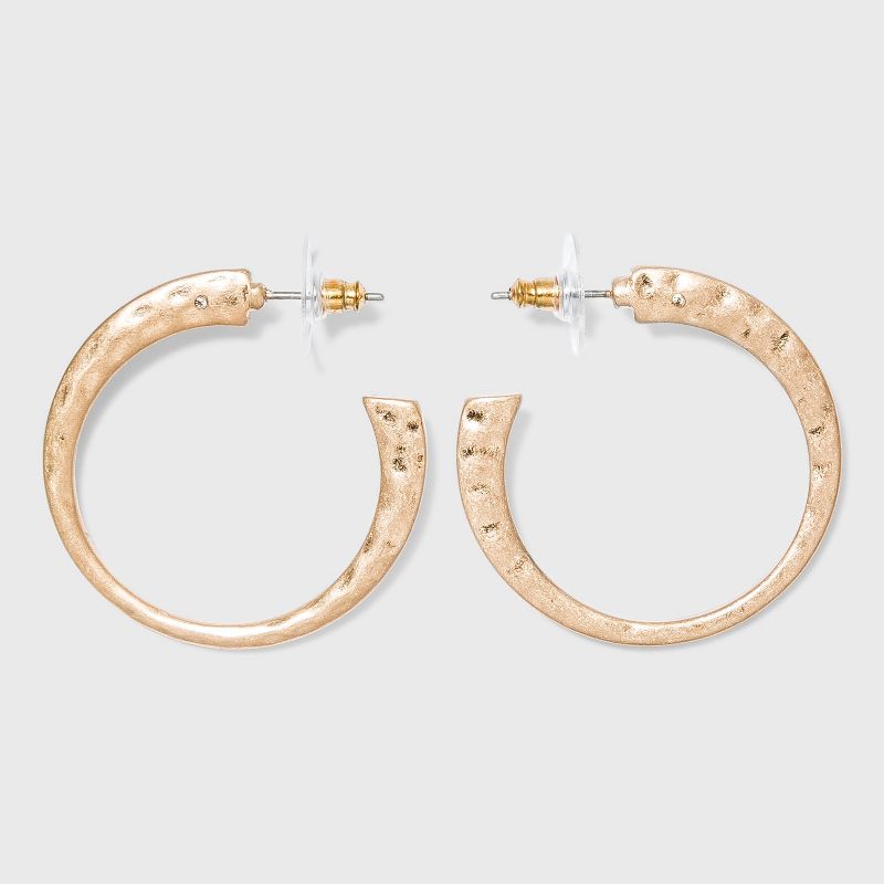 Worn Gold Hammered Metal Hoop Earrings - Universal Thread™ Gold