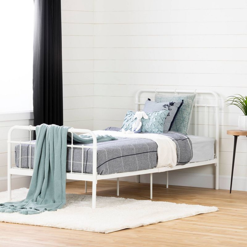 Cotton Candy Metal Complete Bed Pure White - South Shore