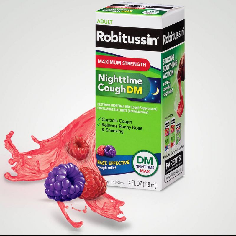 Robitussin Maximum Strength Nighttime Cough DM Syrup - Dextromethorphan - 8 fl oz