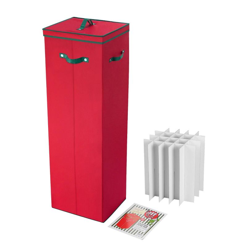 Elf Stor 40" Tall Wrapping Paper Storage Box with Lid Red