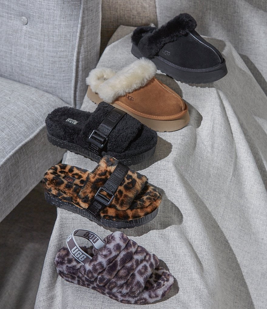 UGG&reg; Disquette Suede Fur Flatform Slides