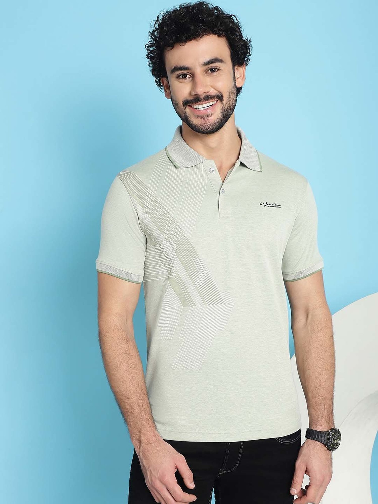 Venitian- Forbidden Clothing Olive Slim Fit Printed Polo T-Shirt