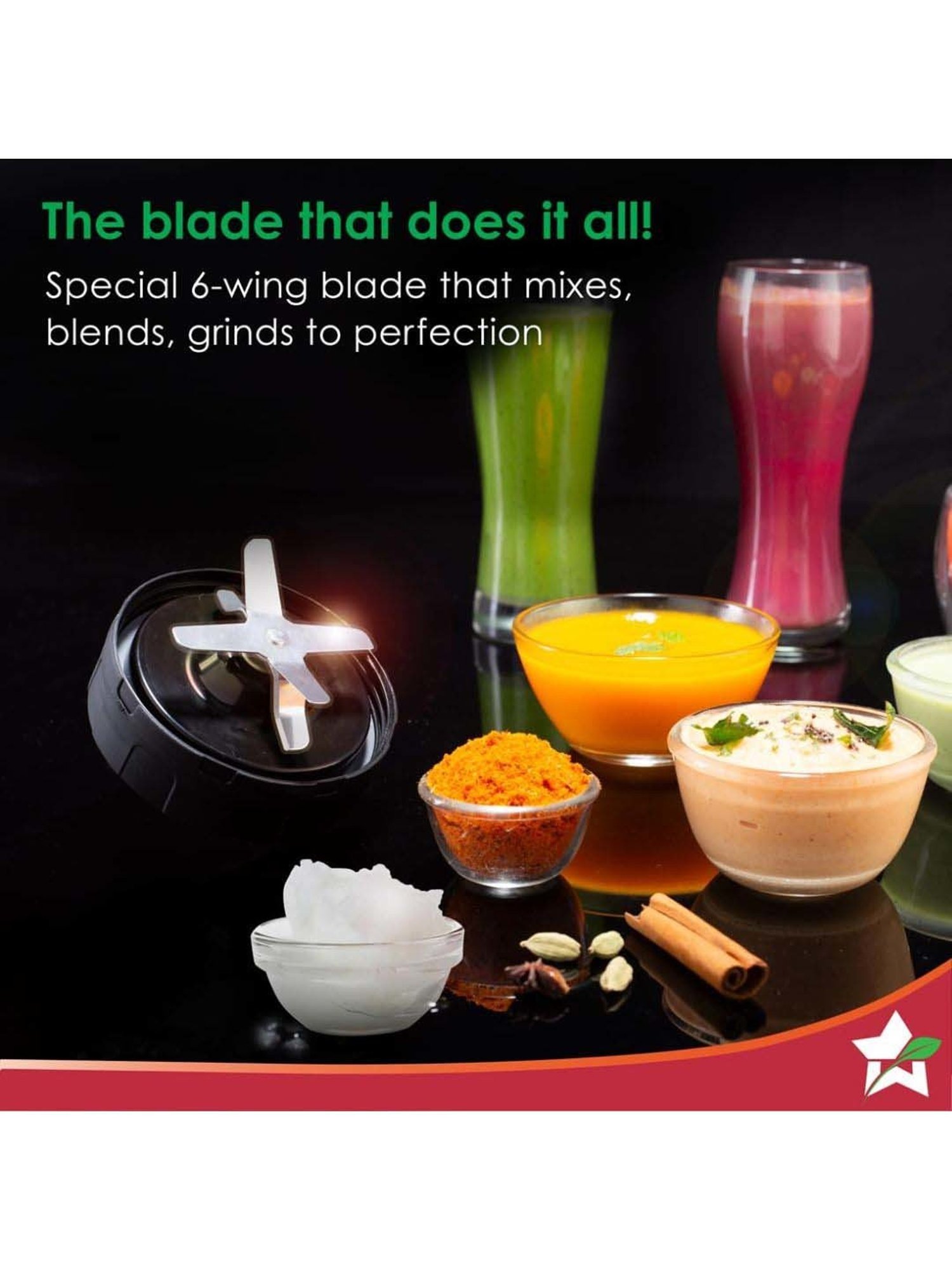 Wonderchef Nutri-Blend Storm 22000 RPM Mixer Grinder with Sipper Attachment & 2 Jars (1200W, Black)