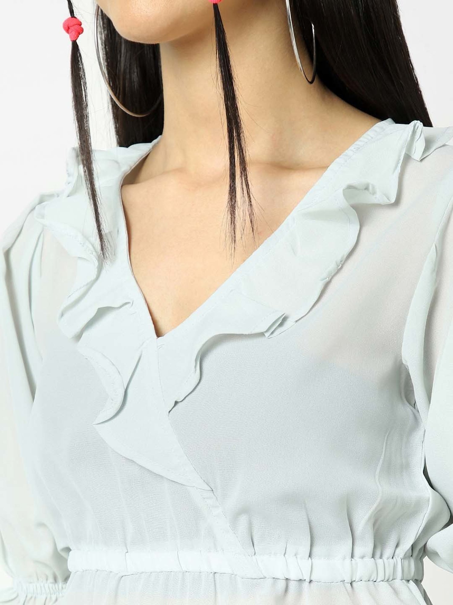 VASTRADO Green V Neck Top