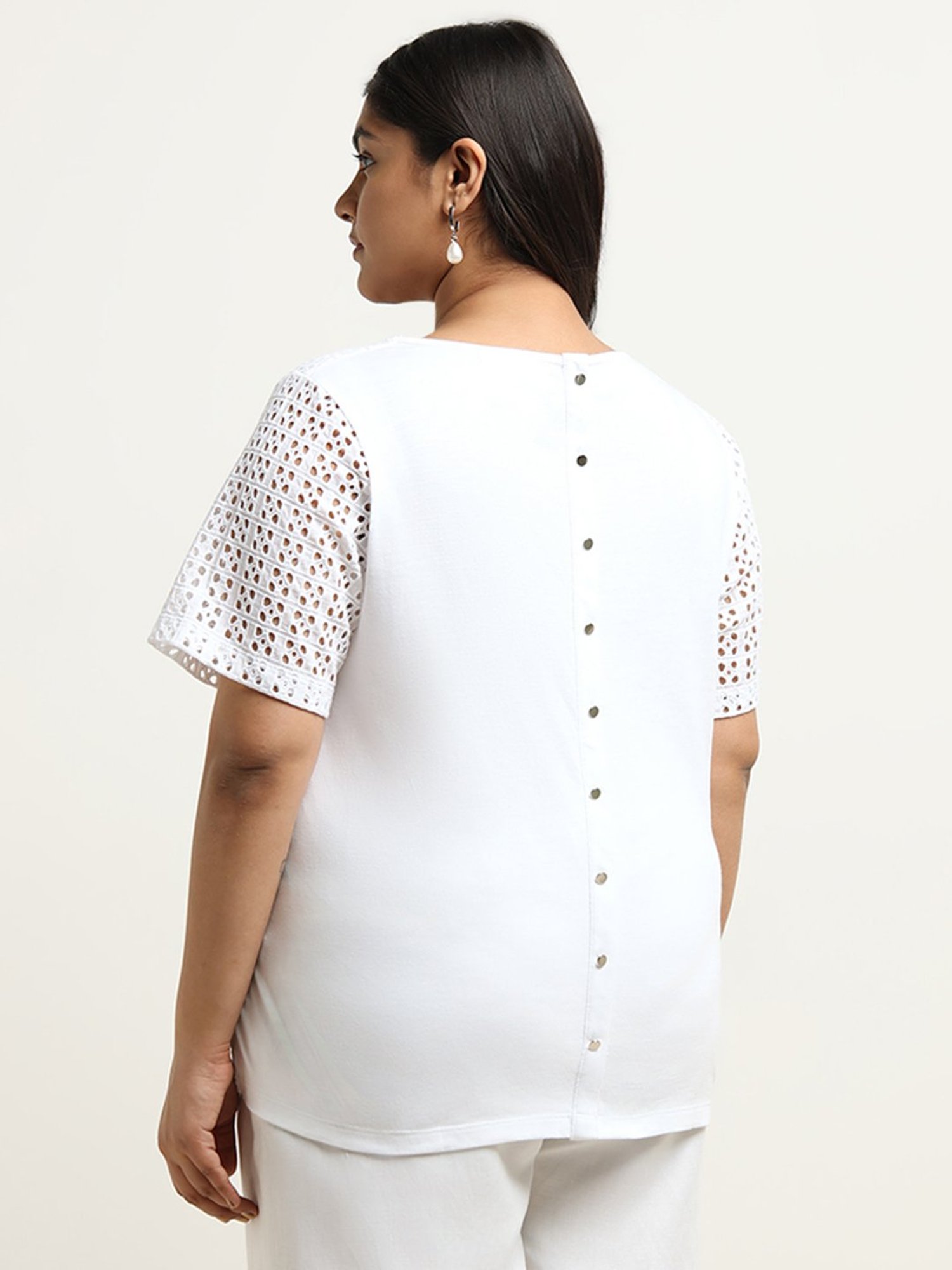 Gia by Westside White Eyelet Knit Top