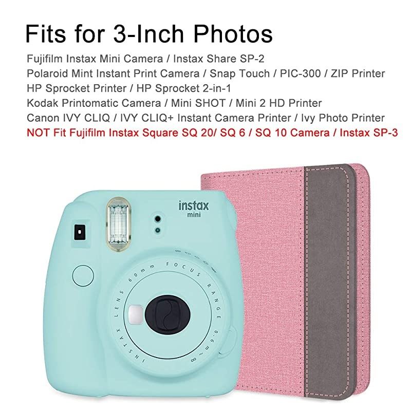 Mini Photo Album for 3-Inch Film - 104 Pockets Album for Fujifilm Instax Mini 11/Mini 9/Mini Link Printer/Mini LiPlay, Canon Ivy CLIQ, Polaroid, Kodak Instant Print Camera, Rose Gold