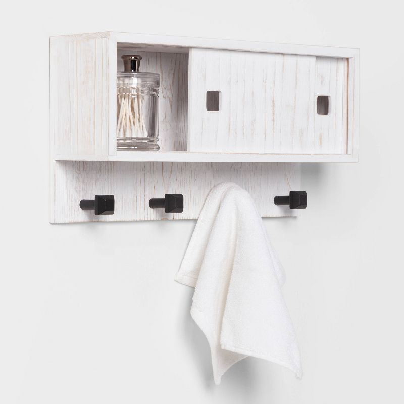 Entryway Wood Shelf With Sliding Doors White - Threshold™