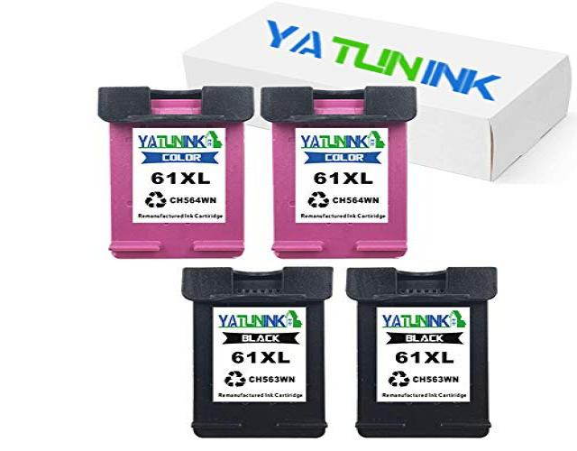 Yatunink Compatible Ink Cartridge Replacement for HP 61XL (Black/Tri-Color, 4-Pack)