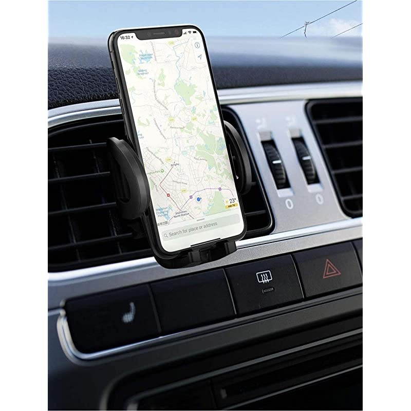Car Air Vent Cell Phone Holder | Rubber Clamps | Suitable for Varying Thickness of Vent Blades | HandsFree Driving | For a Variety of Cell Phones | 56 x 33 x 28