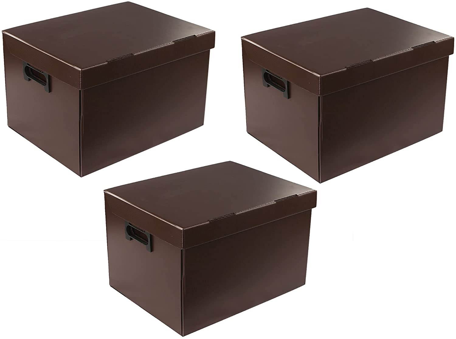 (Qty 3) Vaiyer Multipurpose Durable Plastic Filing Storage Organizer Box with Lid  &ndash; Hanging Letter/Legal Folder &ndash; Home Office Bins Cabinet - for Doctors, Lawyers, Office Use 16 X 12 X 11 Inch, White