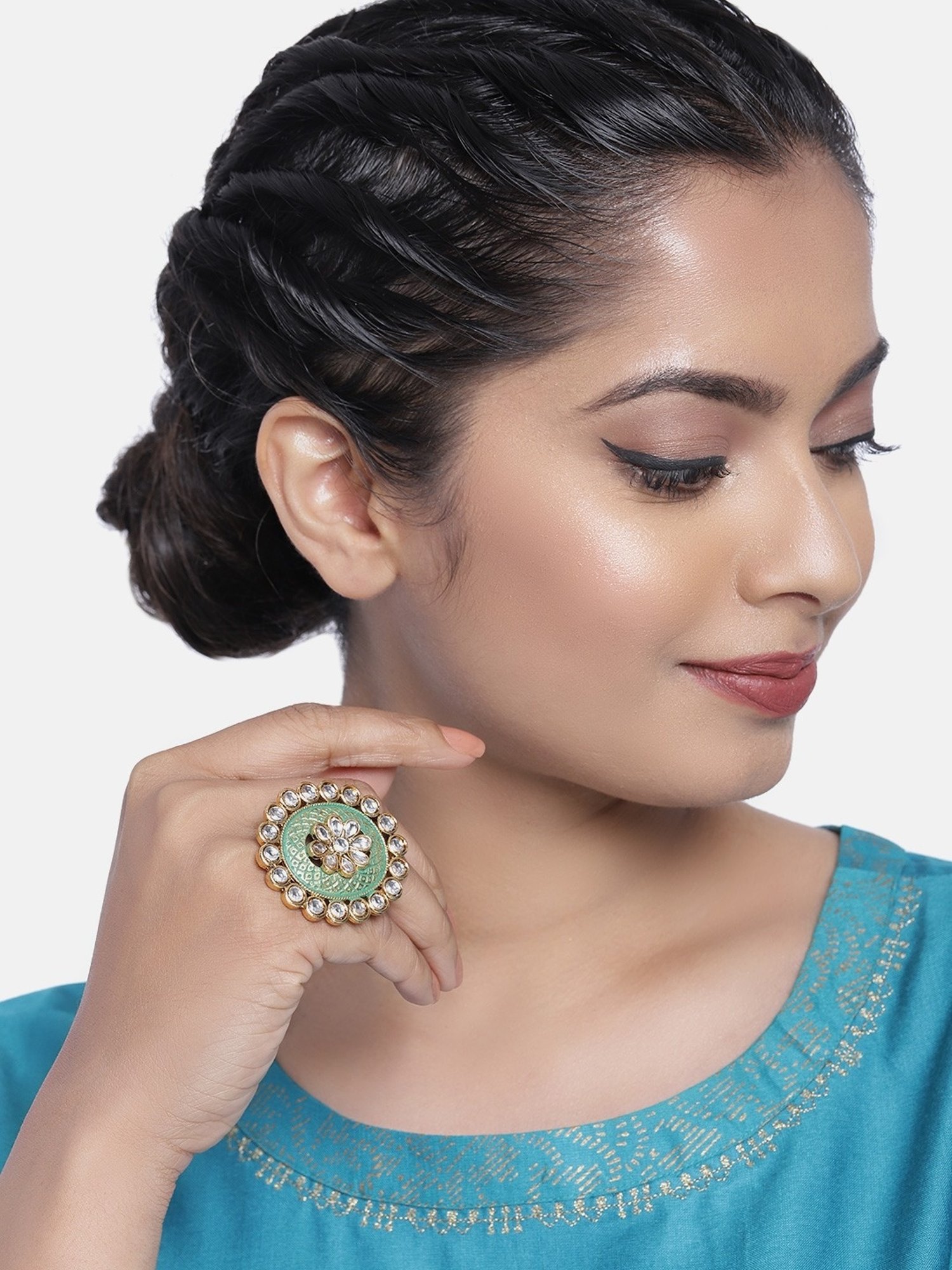 Accessorize London Women's Jewel Embellished Rings Set Of Three White