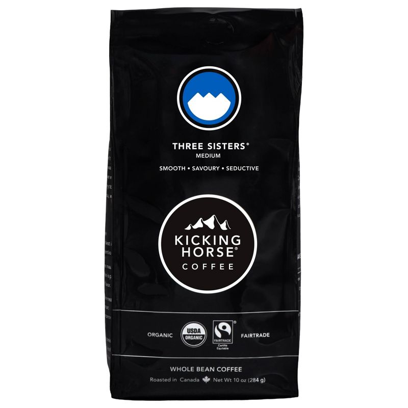 Kicking Horse Coffee Three Sisters Medium Roast Fair Trade Certified Organic Whole Bean Coffee - 10oz