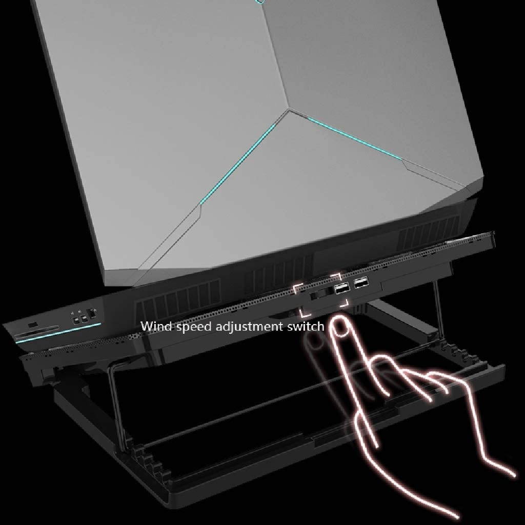 RGB Laptop Cooling Pad with 6 Quiet LED Fans 5 Heights Adjustable and Phone Stand, Dual USB Ports Gaming Laptop Cooler for 11"-18" Gaming Laptops (Blue)