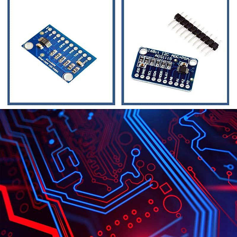 2Pcs ADS1115 AnalogtoDigital Converter 16 Bit 4 Channel ADC PGA Development Board Module with Programmable Gain Amplifier for Arduino Raspberry Pi