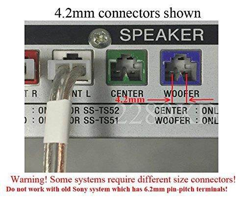 6 Home Theater Speaker Wires/Cables / Cords for Select Sony Samsung Pioneer Toshiba etc. 6 PCs; Total 86ft; 4.2mm Connector (Plug); 18 AWG Wire;