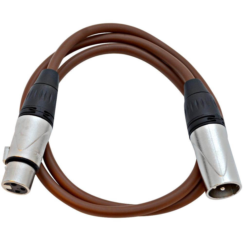 Seismic Audio - SAXLX-3Brown-6Pack - 6 Pack of 3 Foot Brown XLR Patch Cables Mic Cords - 3 Pin XLR Male to XLR Female Microphone Cables - 3'