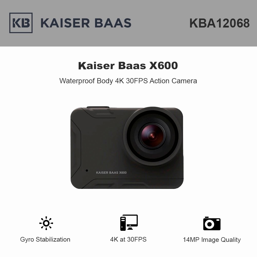 Kaiser Baas KBA12068 X600 Body Waterproof Action Camera Real 4K 30FPS 14MP App Gyro Stabilization