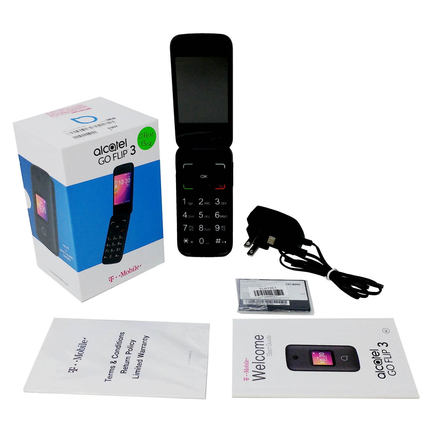 OB Alcatel Go Flip 3 4052W T-Mobile 2.8 in TN TFT Display 4G LTE Flip Phone - Prime Black