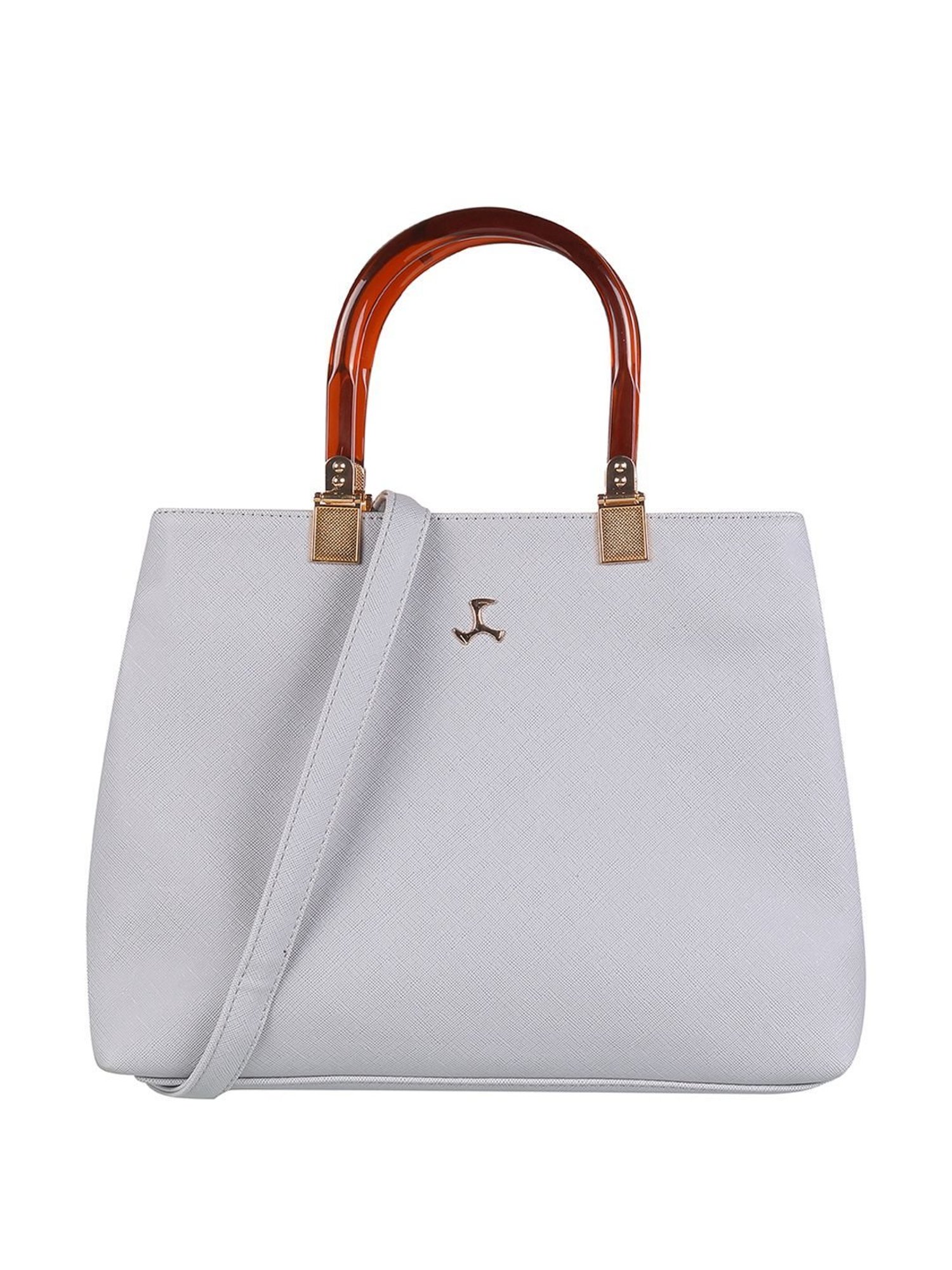 Mochi Grey Synthetic Textured Handbag