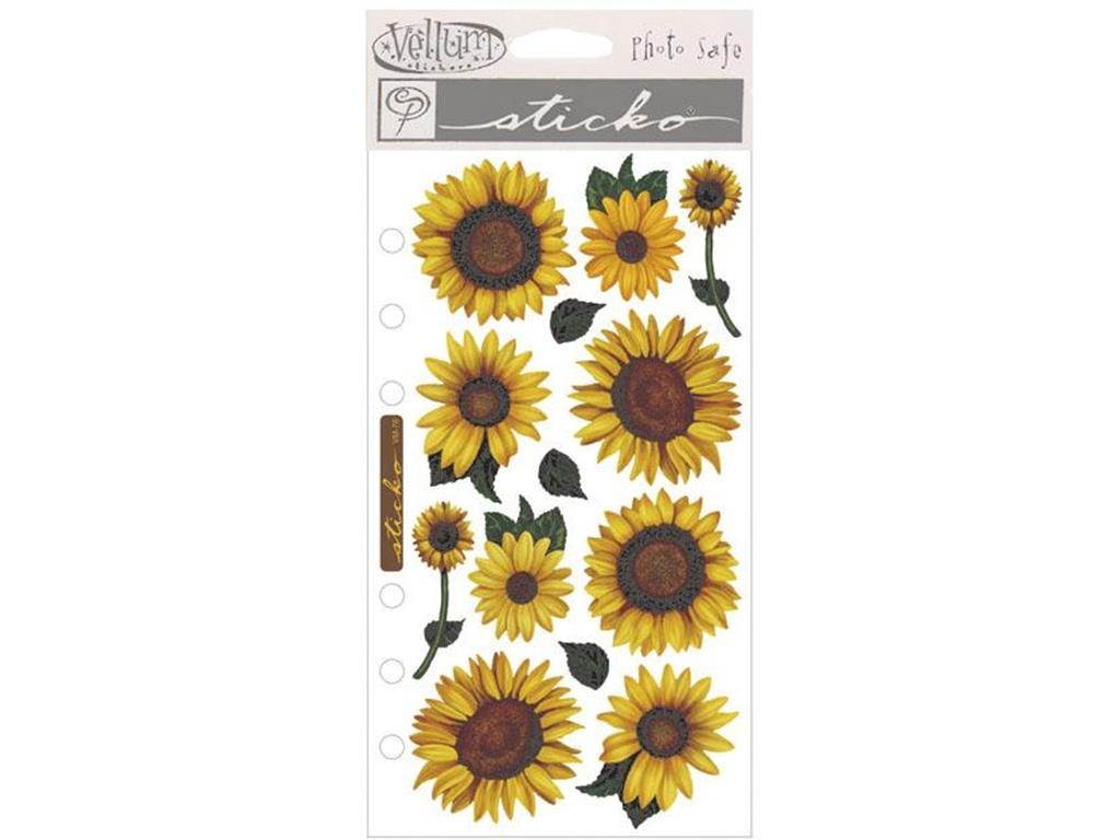 Sticko SPVM-76 Sticko Vellum Stickers-Sunflowers