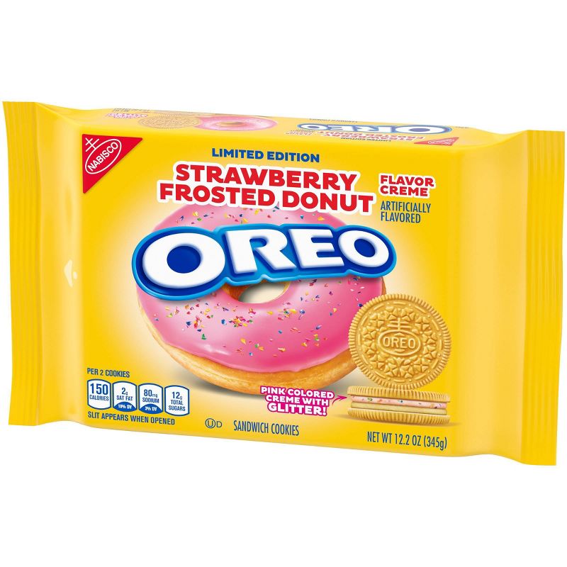 Oreo Strawberry Frosted Donut Flavored Creme Golden Sandwich Cookies - 12.2oz